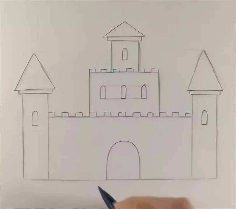 Поэтапное рисование замка