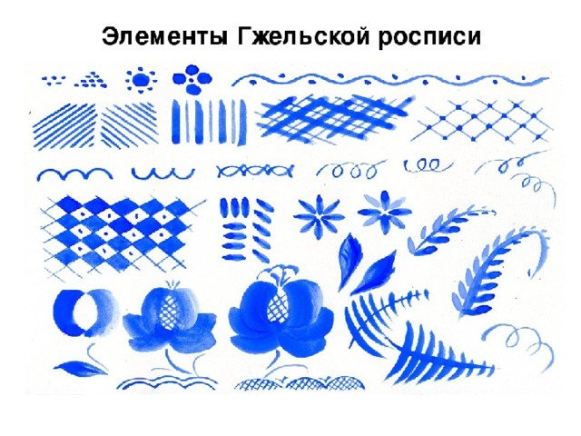 Гжельская роспись элементы росписи для детей