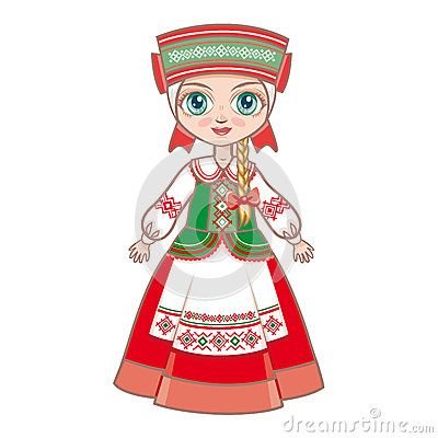 Белорусская в нац костюме вектор
