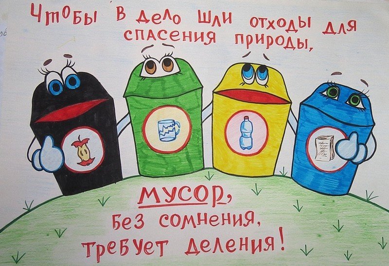 Раздельный сбор мусора рисунок