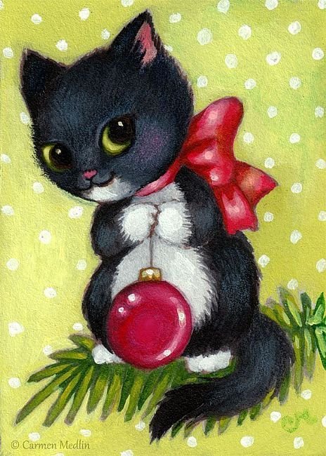Новогодние коты рисунки