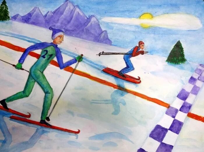 Рисунок на тему зимние виды спорта