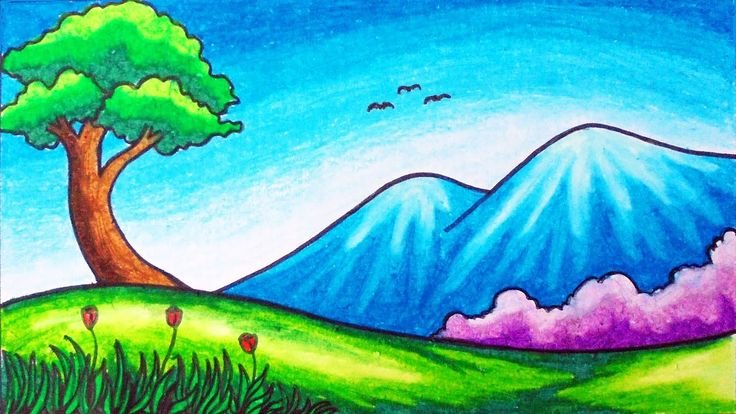 Пейзаж рисунок для детей
