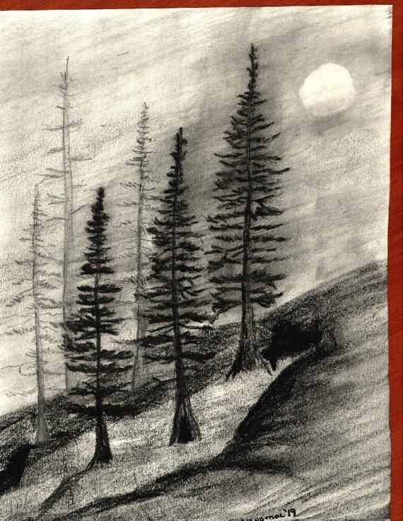 Пейзаж простым карандашом