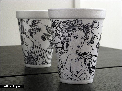 Рисунки на стаканчиках