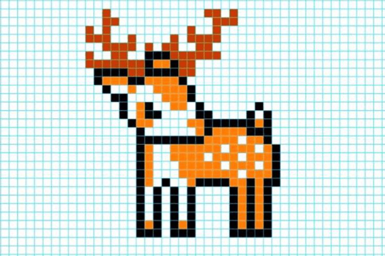 Рисунки по клеточкам олень