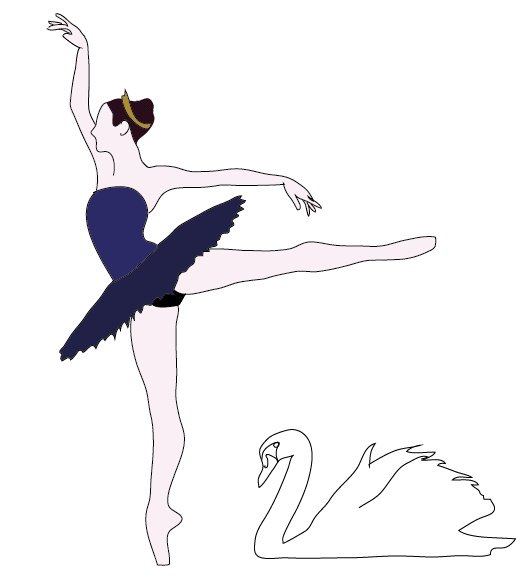 Рисунок к балету Чайковского Лебединое озеро