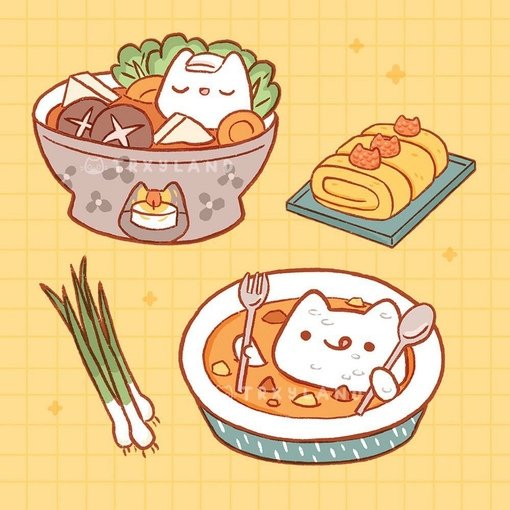 Наклейки котики с едой