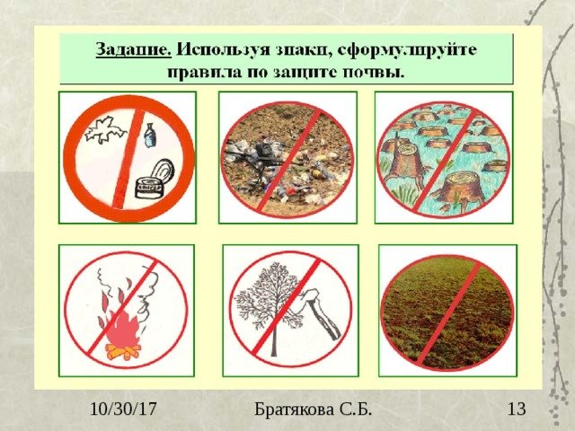 Знаки защиты почвы