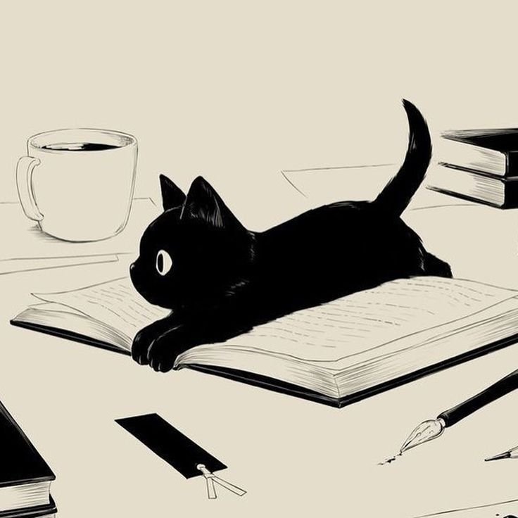 Черная кошка рисунок