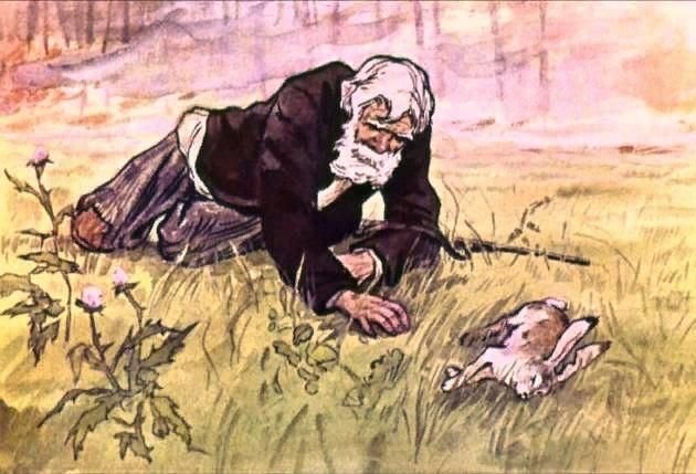 Паустовский заячьи лапы дед Ларион с зайцем