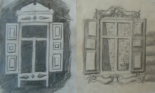 Окно избы рисунок