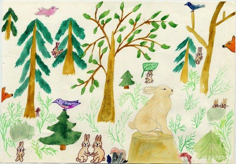 Рисование лес для дошкольников