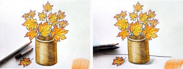 Осенний букет рисунок карандашом
