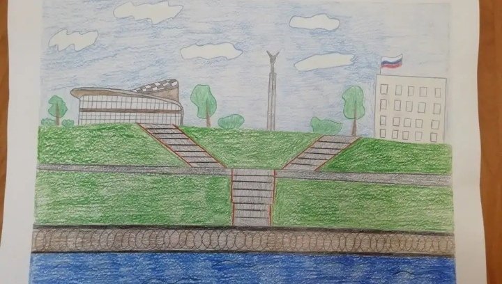 Детский рисунок город
