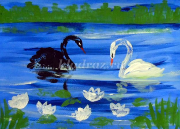 Рисование лебеди на озере подготовительная группа