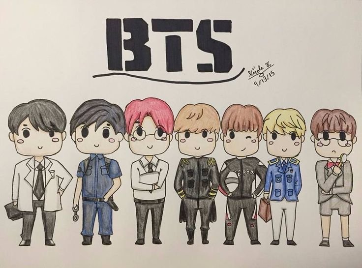 Участники BTS для срисовки группа