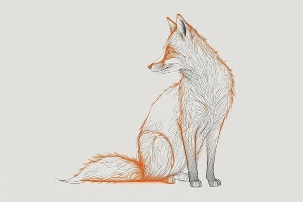 Рисунок сидящей лисы