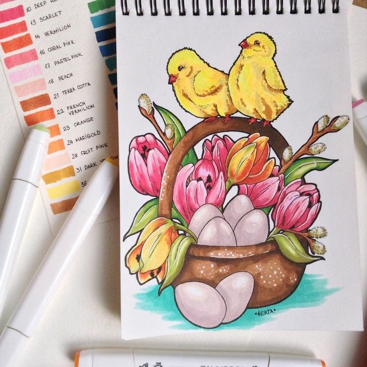 Пасхальные рисунки фломастерами