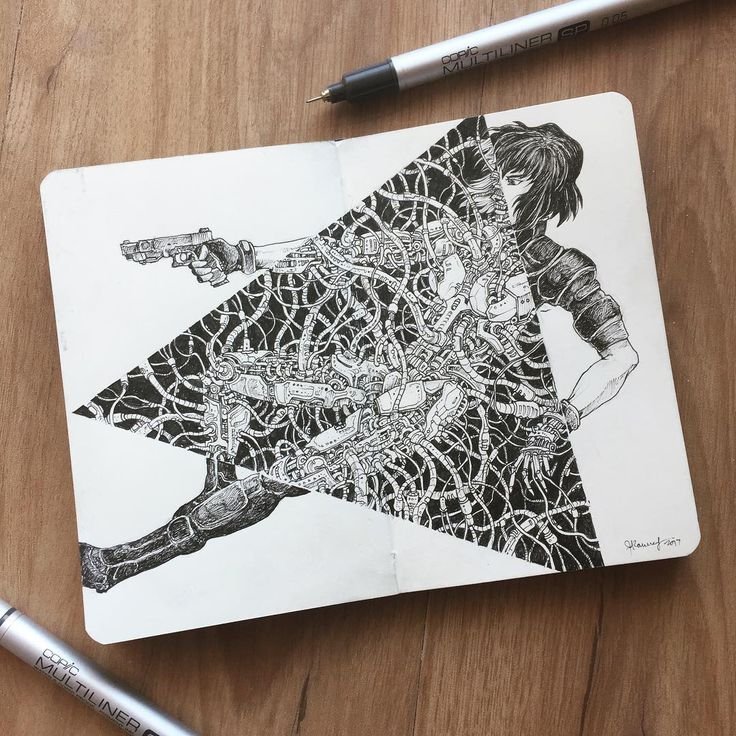 Рисунки черной ручкой