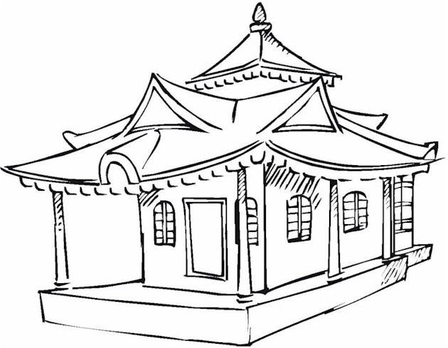 Китайский дом раскраска