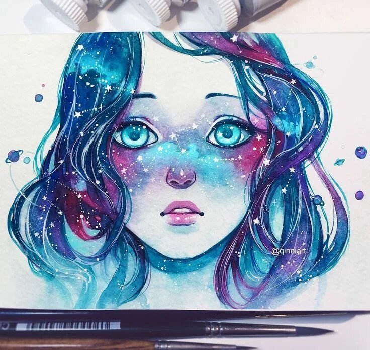 Рисунки акварелью девушки