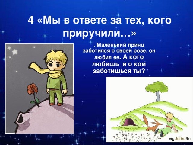 Ты в ответе за тех кого приручил маленький принц