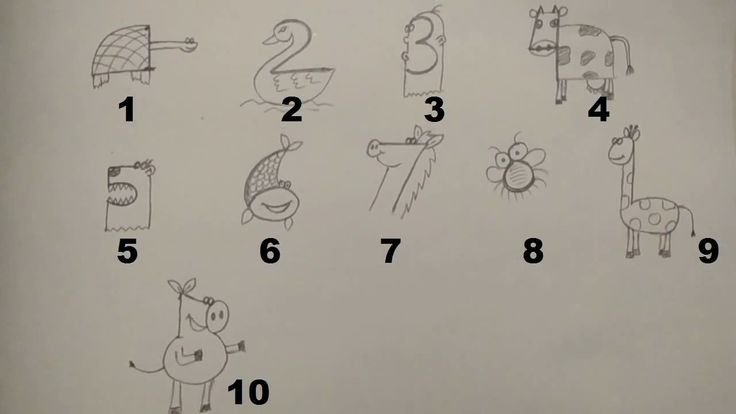 Рисование зверей из цифр
