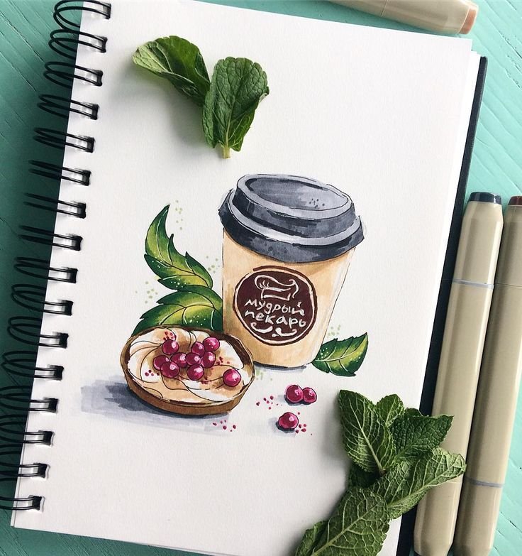 Рисунки в скетчбуке еда