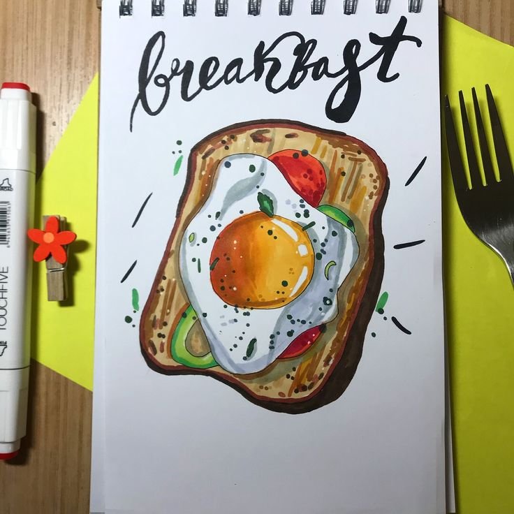 Рисунки маркерами для скетчинга еда
