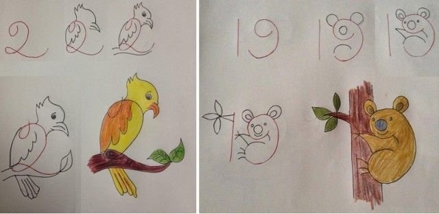 Рисуем животных из цифр для детей