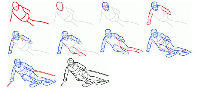 Нарисовать спортсмена поэтапно