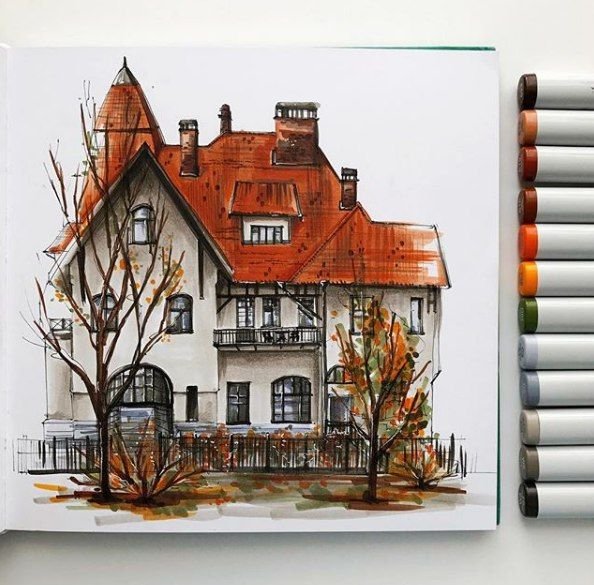 Домик маркерами
