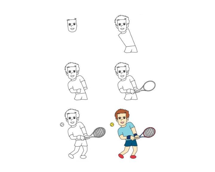 Поэтапные схемы рисования спорт