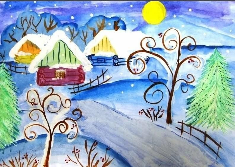Зимний пейзаж для детей