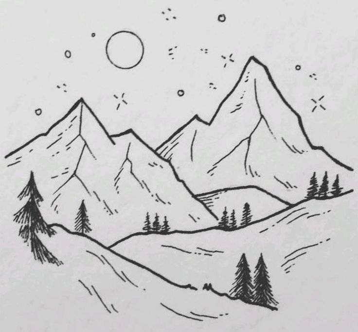Графический рисунок пейзаж