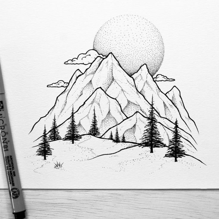 Рисунки для срисовки пейзажи карандашом