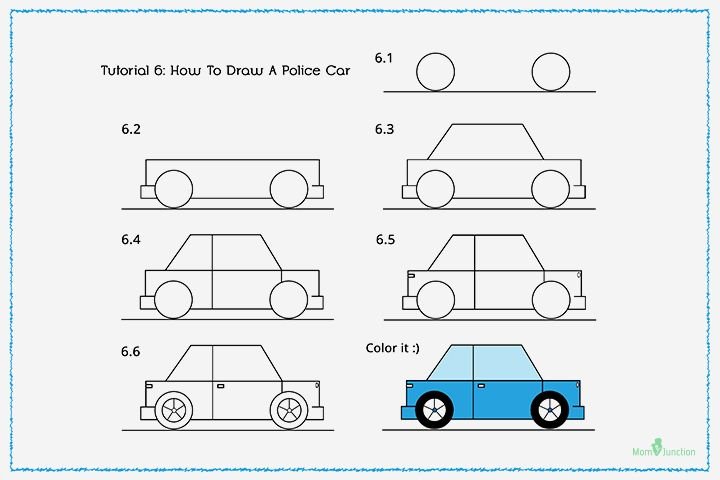 Поэтапное рисование автомобиля для детей