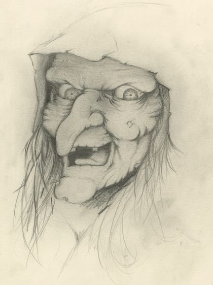 Баба Яга рисунок карандашом