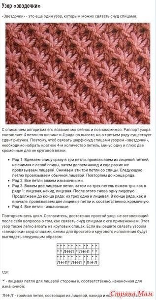 Вязка звездочки спицами схема и описание