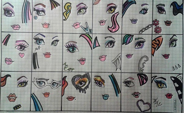 Рисунки по клеточкам монстр Хай лёгкие