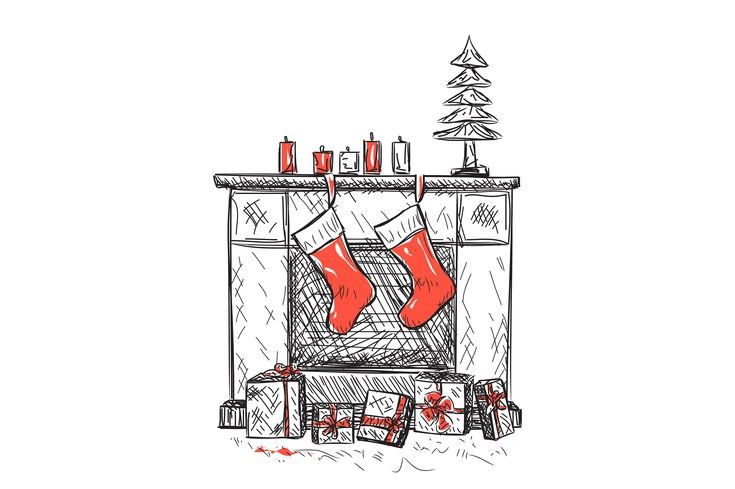 Новогодний камин рисунок
