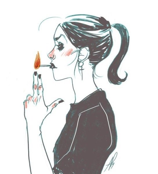 Рисунки курящих девушек