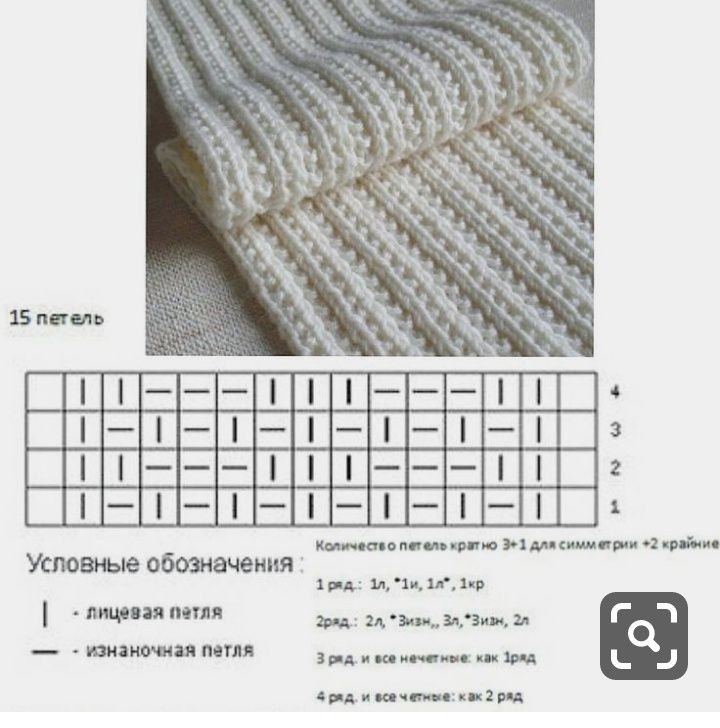 Объемная вязка для шарфа спицами схема