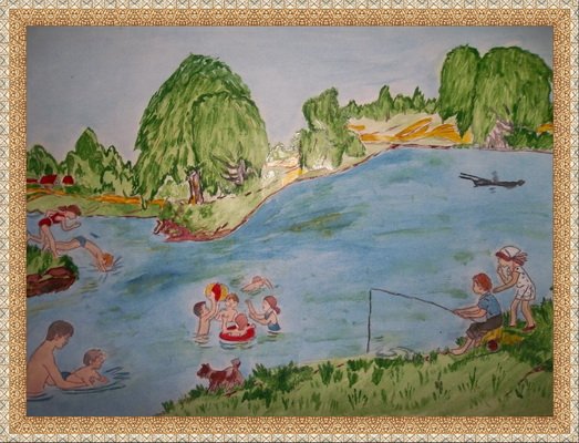 Рисунок на речке летом