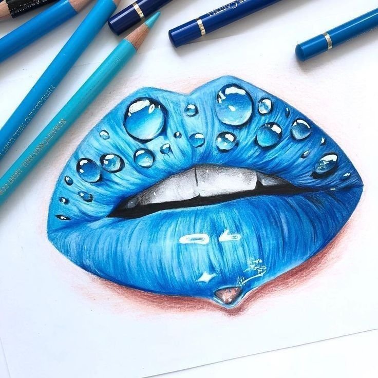 Губы рисунок маркерами