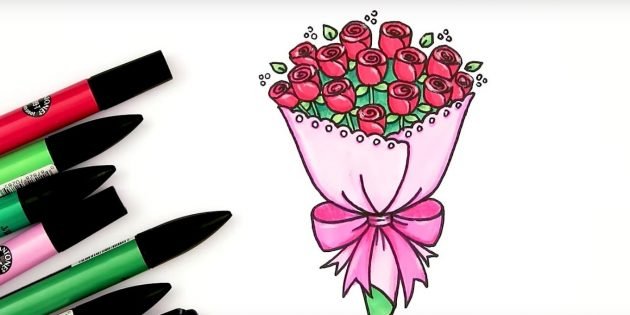 Цветы фломастерами