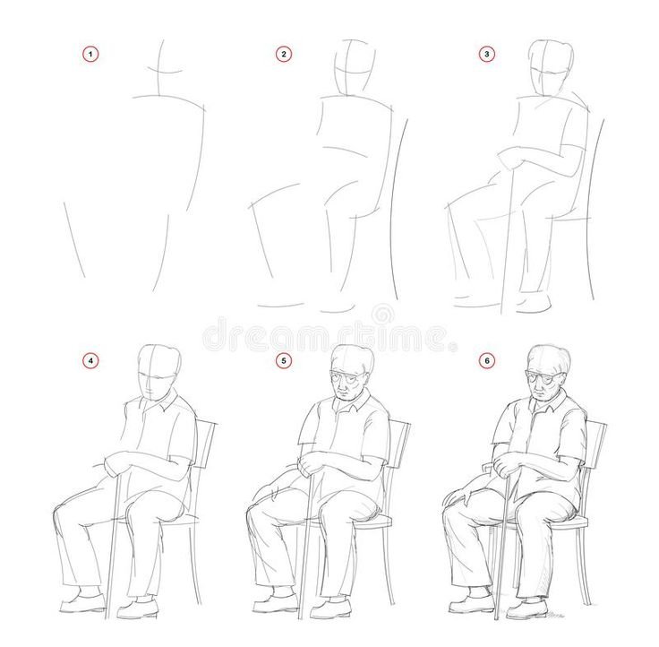 Сидящий человек рисунок карандашом