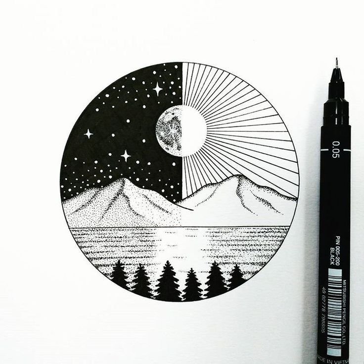 Рисунки в круге для скетчбука