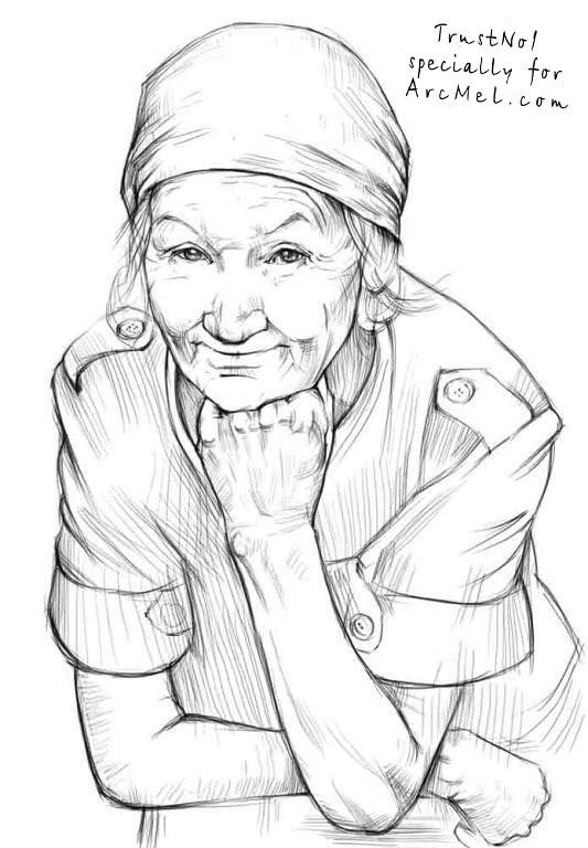 Бабушка рисунок карандашом
